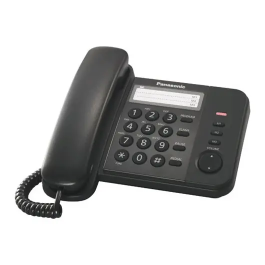 Телефон PANASONIC KX-TS2352RUB, черный, память 3 номера, повторный набор, тональный/импульсный режим, индикатор вызова, фото 1