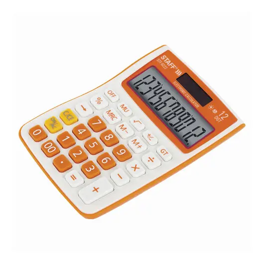 Калькулятор настольный STAFF STF-6222, КОМПАКТНЫЙ (148х105 мм), 12 разрядов, двойное питание, ОРАНЖЕВЫЙ, блистер, 250292, фото 4
