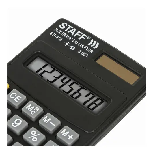 Калькулятор карманный STAFF STF-818 (102х62 мм), 8 разрядов, двойное питание, 250142, фото 6