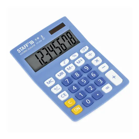 Калькулятор настольный STAFF STF-8328, КОМПАКТНЫЙ (145х103 мм), 8 разрядов, двойное питание, ГОЛУБОЙ, 250294, фото 3