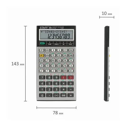Калькулятор инженерный двухстрочный STAFF STF-169 (143х78 мм), 242 функции, 10+2 разрядов, 250138, фото 10