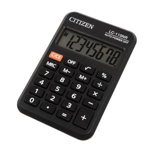Калькулятор карманный CITIZEN LC-110NR, МАЛЫЙ (89х59 мм), 8 разрядов, питание от батарейки, ЧЕРНЫЙ, фото 2
