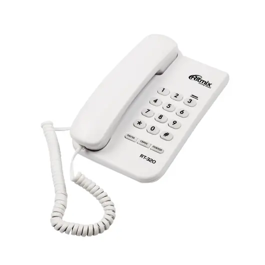 Телефон RITMIX RT-320 white, световая индикация звонка, блокировка набора ключом, белый, 15118348, фото 1