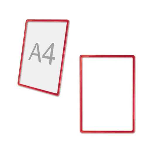 Рамка POS для ценников, рекламы и объявлений А4, красная, без защитного экрана, 290252, фото 1