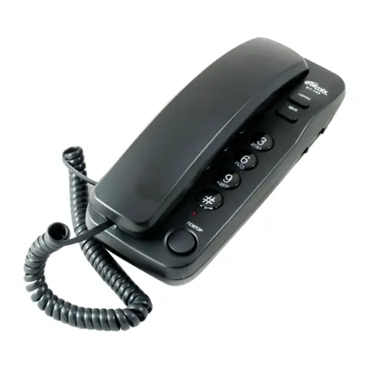 Телефон RITMIX RT-100 black, световая индикация звонка, отключение микрофона, черный, 15116194, фото 1