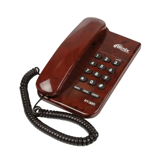 Телефон RITMIX RT-320 coffee marble, световая индикация звонка, блокировка набора ключом, коричневый, 15118552, фото 1