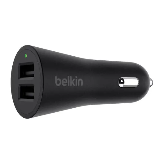 Зарядное устройство автомобильное BELKIN Metallic, 2 порта USB, черное, F8M930btBLK, фото 1