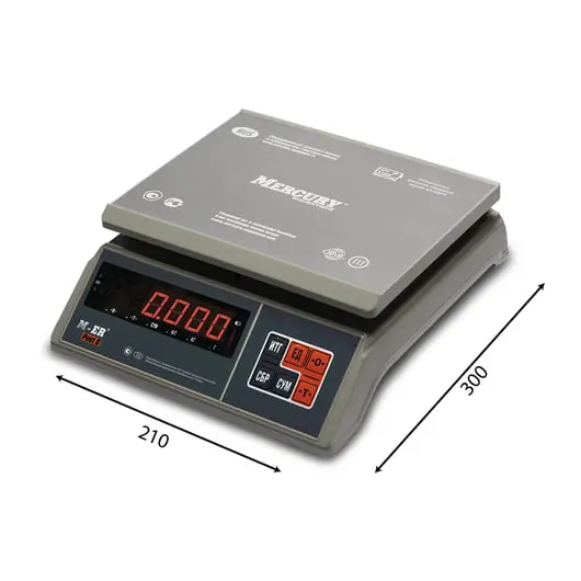 Весы фасовочные MERCURY M-ER 326AFU-15.1, LCD (0,04-15 кг), дискретность 5 г, платформа 255x205 мм, 326AFU-15.1 LCD, фото 6