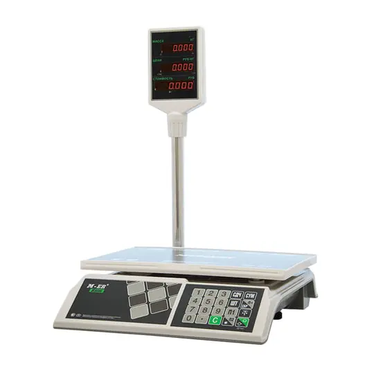 Весы торговые MERCURY M-ER 326ACP-15.2 LED (0,04-15 кг), дискретность 5 г, платформа 325x230 мм, со стойкой, фото 1