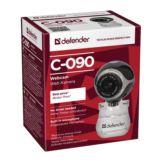 Веб-камера DEFENDER C-090, 0,3 Мп, микрофон, USB 2.0, регулируемое крепление, черная, 63090, фото 2