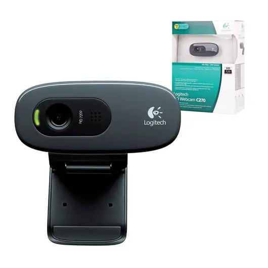 Веб-камера LOGITECH C270, 1/3 Мпикс., микрофон, USB 2.0, черная, регулируемый крепеж, фото 1