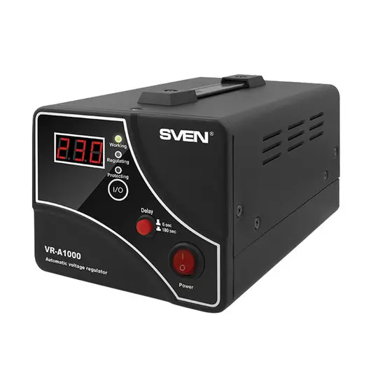 Стабилизатор напряжения SVEN VR-A1000,1000ВА/600 Вт, 1 розетка, входное напряжение 140-275 В, SV-014407, фото 1