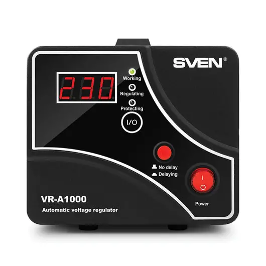 Стабилизатор напряжения SVEN VR-A1000,1000ВА/600 Вт, 1 розетка, входное напряжение 140-275 В, SV-014407, фото 2