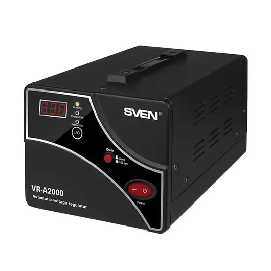 Стабилизатор напряжения SVEN VR-A2000, 2000ВА/1200 Вт, 2 розетки, входное напряжение 140-275 В, SV-014414, фото 1
