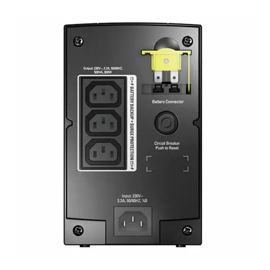 Источник бесперебойного питания APC Back-UPS BX500CI, 500VA (300 W), 3 розетки IEC 320, черный, фото 3