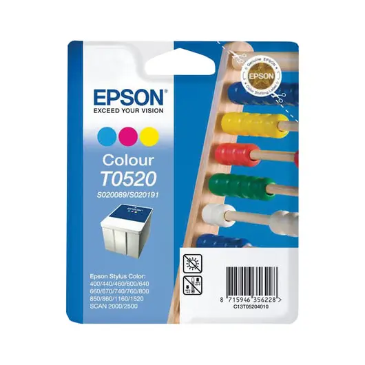 Картридж струйный EPSON (C13T05204010) Stylus Color 400/600/740/1520/Scan2000/2500 и другие, цветной, оригинальный, фото 1