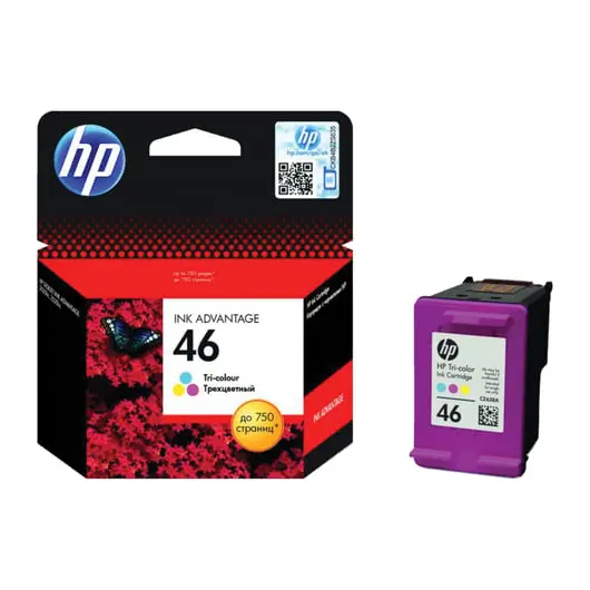 Картридж струйный HP (CZ638AE) DeskJet Ink Advantage 2020hc/2520hc №46, цветной, оригинальный, ресурс 750 стр., фото 1