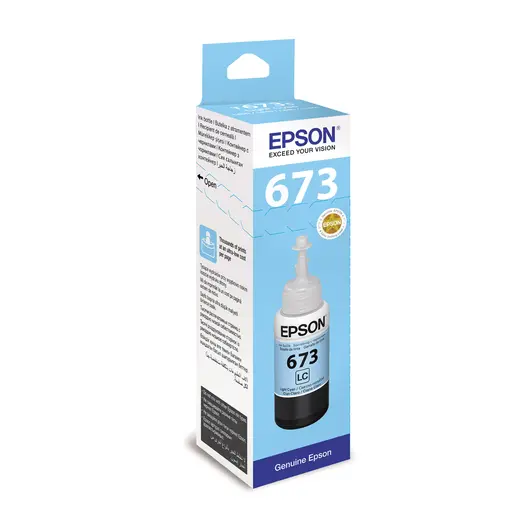 Чернила EPSON (C13T67354A) для СНПЧ Epson L800/L805/L810/L850/L1800, светло-голубые, оригинальные, фото 1