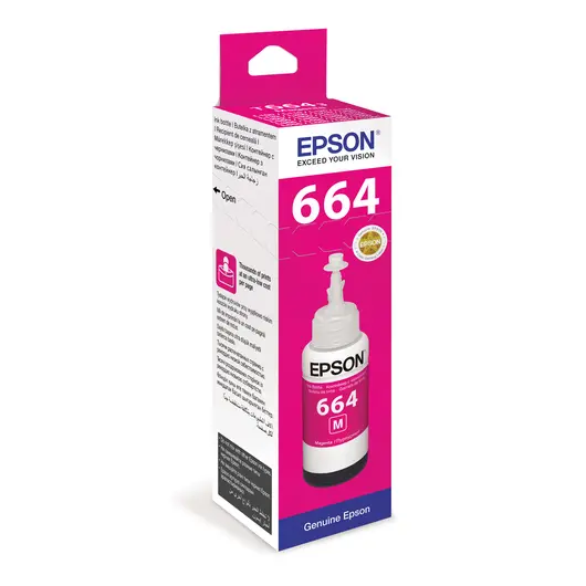 Чернила EPSON (C13T66434A) для СНПЧ EpsonL100/L110/L200/L210/L300/L456/L550, пурпурные, оригинальные, фото 1