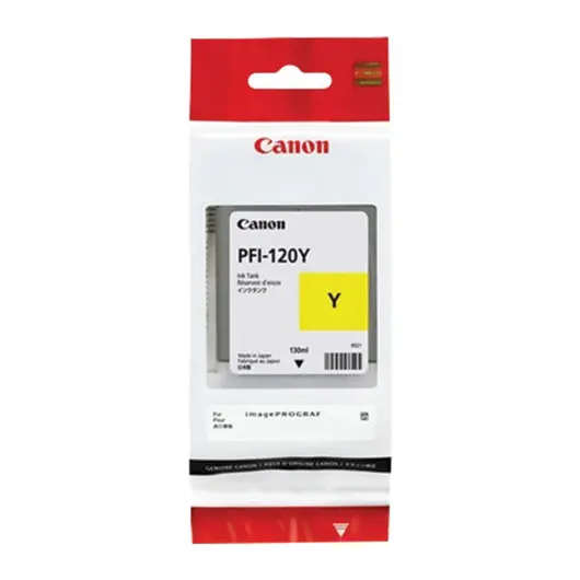 Картридж струйный CANON (PFI-120Y) для imagePROGRAF TM-200/205/300/305, желтый, 130 мл, оригинальный, 2888C001, фото 1