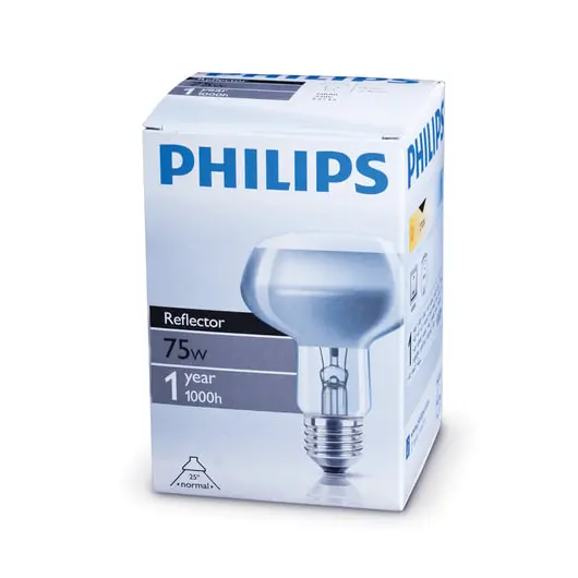 Лампа накаливания PHILIPS Spot NR80 E27 25D, 75 Вт, зерк., колба d=80 мм, цоколь d=27 мм, угол 25°, 064011, фото 2