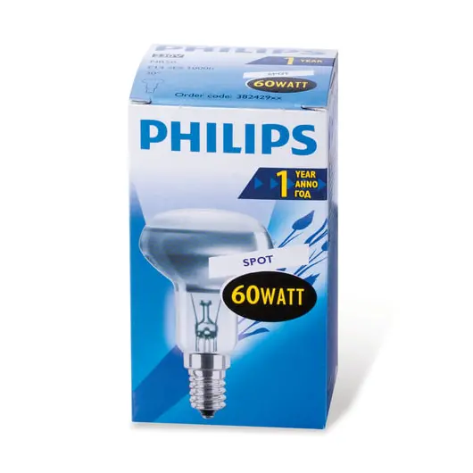 Лампа накаливания PHILIPS Spot R50 E14 30D, 60 Вт, зеркальная, колба d = 50 мм, цоколь E14, угол 30°, 382429, фото 2