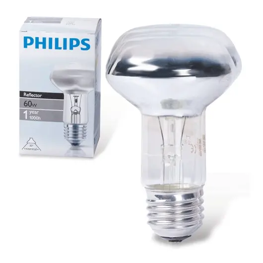 Лампа накаливания PHILIPS Spot R63 E27 30D, 60 Вт, зеркальная, колба d = 63 мм, цоколь E27, угол 30°, 043665, фото 1