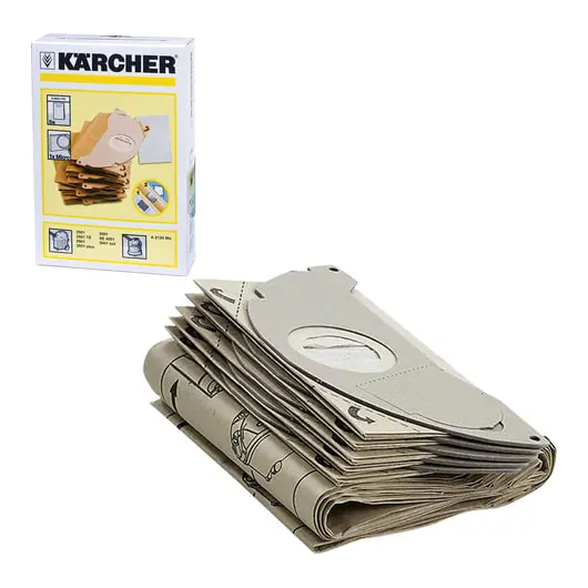 Мешки для сбора пыли KARCHER, комплект 5 шт., бумажные, +1 микрофильтр, для пылесоса SE 5.100, 6.904-143.0, фото 1