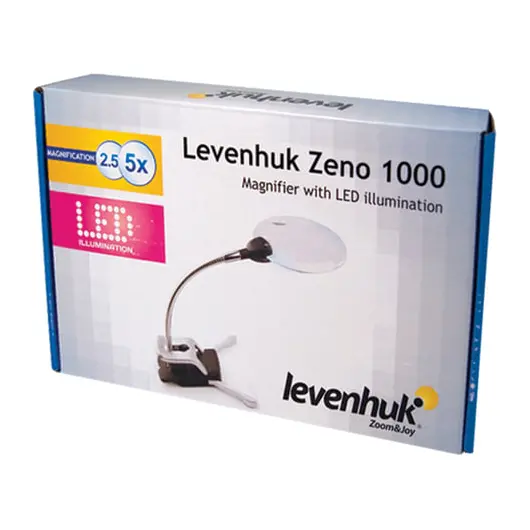 Лупа LEVENHUK Zeno 1000, увеличение х2,5/х5, диаметр линз 88/21 мм, подсветка, зажим, металл, 38119, фото 4