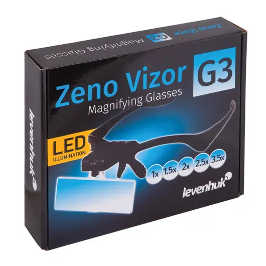 Лупа-очки LEVENHUK Zeno Vizor G3, увеличение х1-х3,5, набор из 5 линз 84х28 мм, подсветка, 69673, фото 8