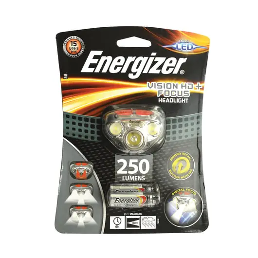 Фонарь налобный светодиодный ENERGIZER Headlight Vision HD + Focus, 5хLED, питание 3хААА (в комплекте), E300280702, фото 2