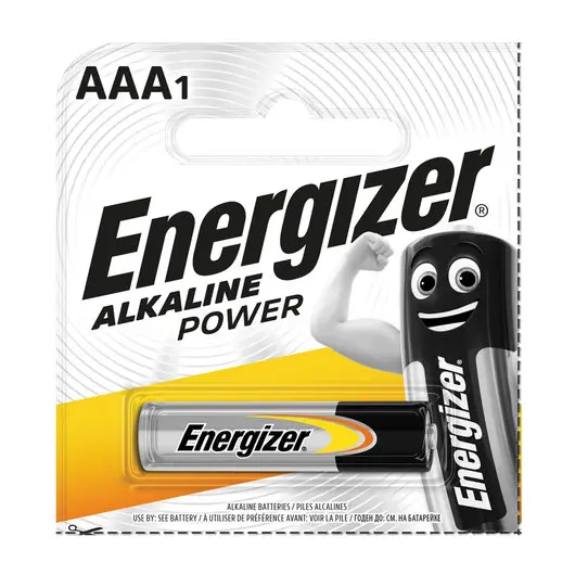 Батарейка ENERGIZER Alkaline Power, AAA (LR03, 24А), алкалиновая, 1 шт., в блистере (отрывной блок), Е300140400, фото 1
