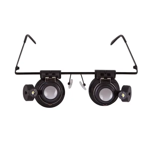 Лупа-очки LEVENHUK Zeno Vizor G2, увеличение х20, диаметр линз 15 мм, подсветка, металл/пластик, 69672, фото 1