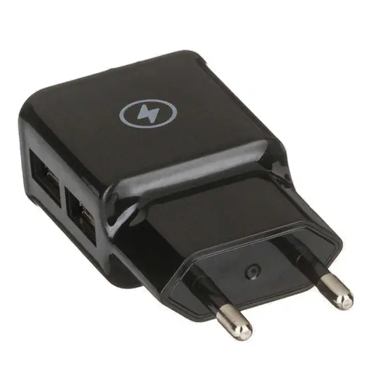 Зарядное устройство сетевое (220 В), RED LINE NT-2A, кабель microUSB 1 м, 2 порта USB, выходной ток 2,1 А, черное, УТ000012253, фото 1