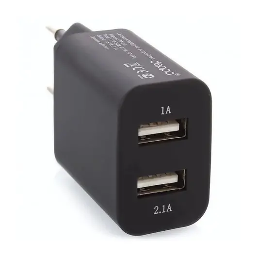 Зарядное устройство сетевое (220 В) DEPPA Ultra, 2 порта USB, выходной ток 2,1 А, черное, 11308, фото 2
