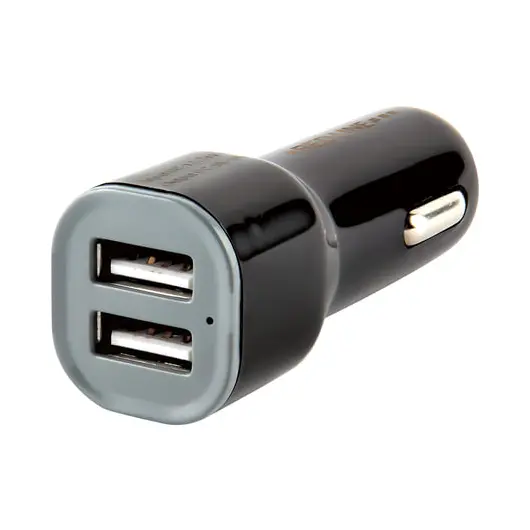 Зарядное устройство автомобильное RED LINE AC-1A, кабель microUSB 1 м, 2 порта USB, выходной ток 1 А, черное, УТ000012246, фото 1