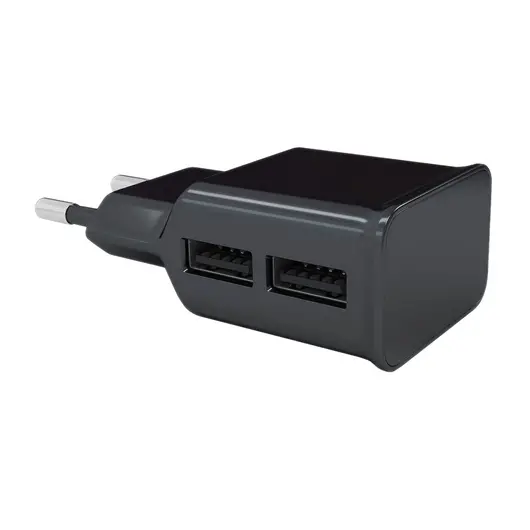 Зарядное устройство сетевое (220 В), RED LINE NT-2A, кабель для IPhone (iPad) 1 м, 2 порта USB, выходной ток 2,1 А,черное, УТ000012286, фото 1