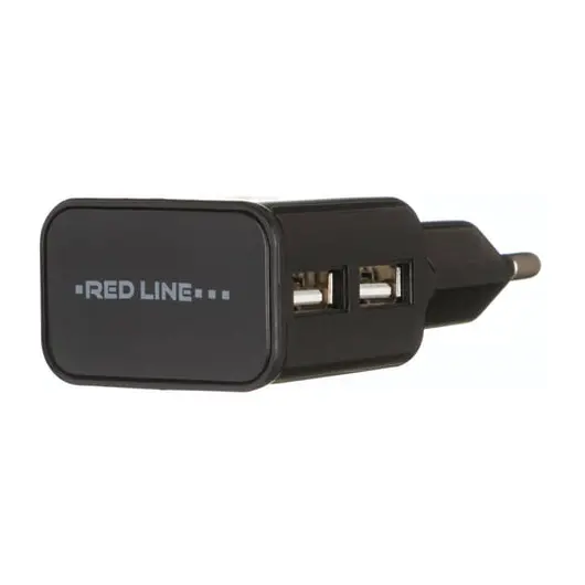 Зарядное устройство сетевое (220 В), RED LINE NT-2A, кабель microUSB 1 м, 2 порта USB, выходной ток 2,1 А, черное, УТ000012253, фото 3