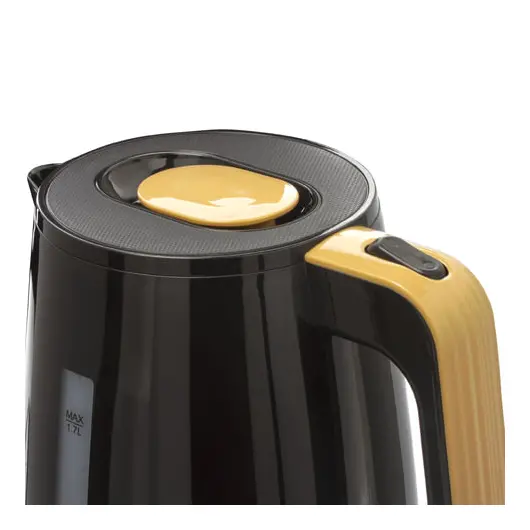 Чайник SONNEN KT-1776, 1,7 л, 2200 Вт, закрытый нагревательный элемент, пластик, черный/горчичный, 453418, фото 6