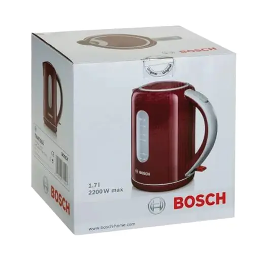 Чайник BOSCH TWK7604, 1,7 л, 2200 Вт, закрытый нагревательный элемент, пластик, красный, фото 6