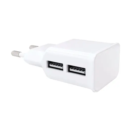 Зарядное устройство сетевое (220 В) RED LINE NT-2A, кабель для IPhone (iPad) 1 м, 2 порта USB, выходной ток 2,1 А, белое, УТ000012255, фото 1