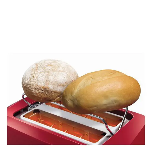 Тостер BOSCH TAT3A014, 900 Вт, 2 тоста, разморозка, подогрев, решетка для булочек, пластик, красный, фото 4