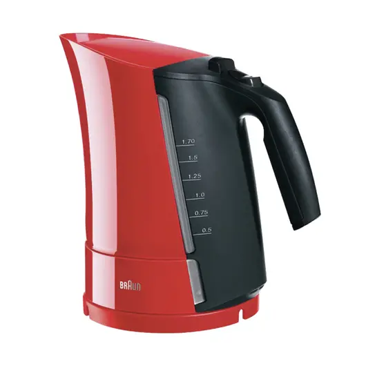 Чайник BRAUN WK-300.RED, 1,7 л, 2200 Вт, скрытый нагревательный элемент, пластик, красный/серый, WK300, фото 1