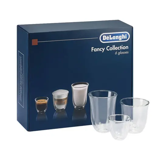 Набор кофейный DELONGHI Mix Glasses Set, 2 эспрессо, 2 капучино, 2 латте, стекло, прозрачный, фото 1