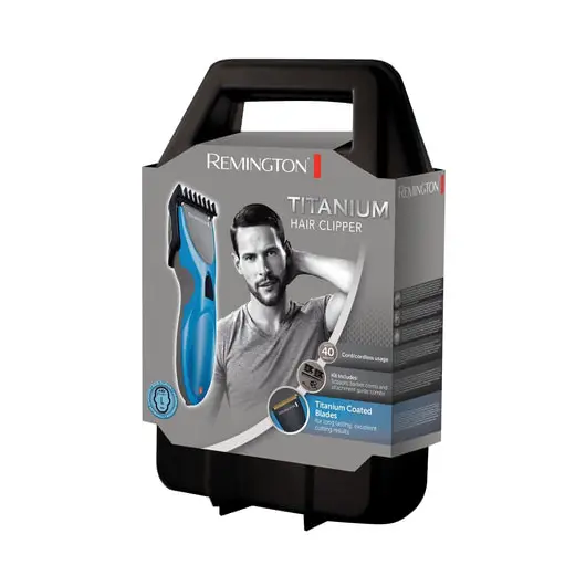 Машинка для стрижки волос REMINGTON HC335, 2 насадки, расческа, ножницы, аккумулятор+сеть, синяя, фото 7