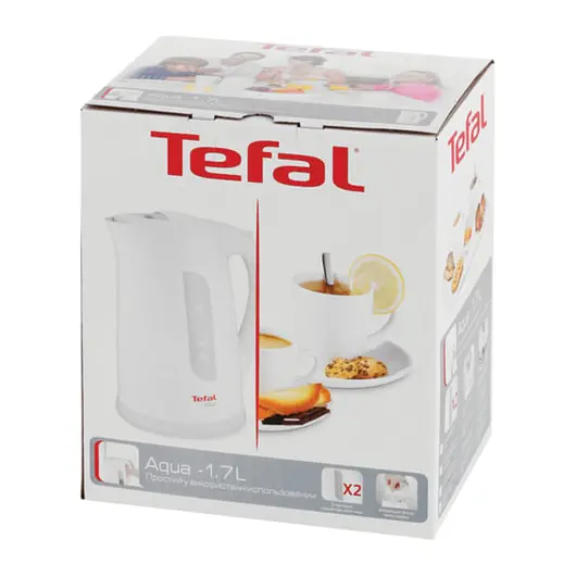 Чайник TEFAL KO270130, 1,7 л, 2400 Вт, закрытый нагревательный элемент, пластик, белый/серый, фото 3