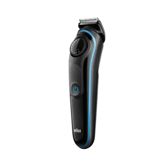 Триммер для бороды и усов BRAUN BT3040, 39 настроек длины (1-20 мм), сеть+аккумулятор, черный/синий, фото 1