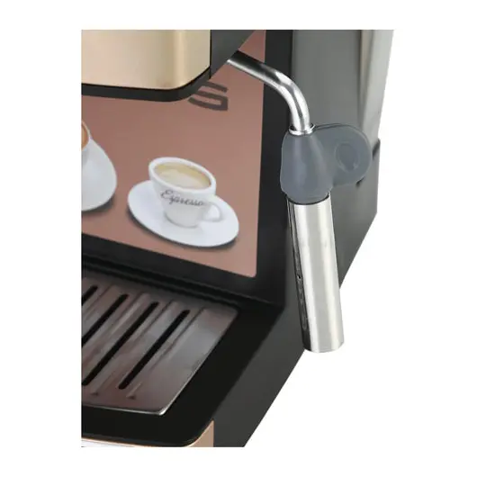 Кофеварка рожковая POLARIS PCM 1527E, 850 Вт, объем 1,5 л, 15 бар, ручной капучинатор, бежевый, фото 6