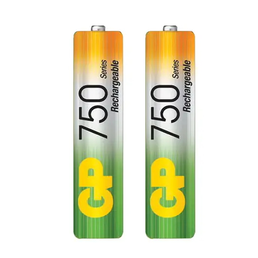 Батарейки аккумуляторные GP, AAA, Ni-Mh, 750 mAh, комплект 2 шт., в блистере, 75AAAHC-2DECRC2, фото 3