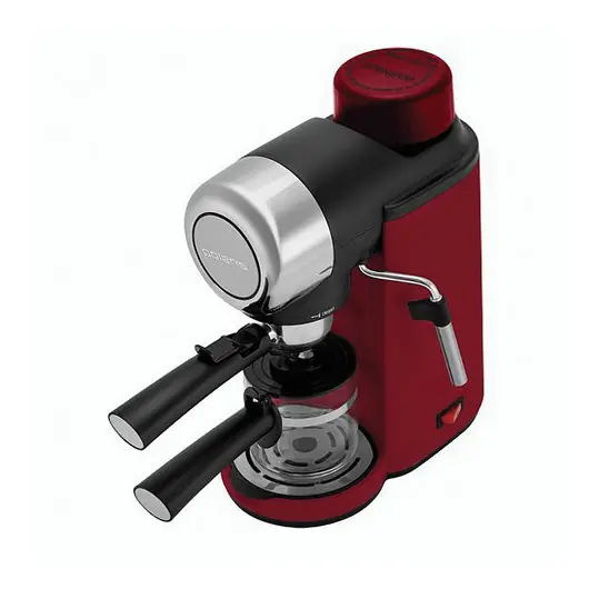 Кофеварка рожковая POLARIS PCM 4007A, 800 Вт, объем 0,2 л, 4 бар, подсветка, съемный фильтр, красная, фото 3